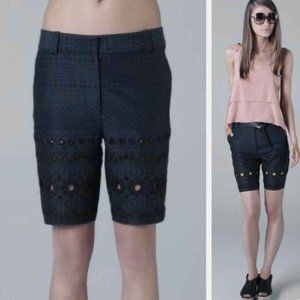 3.1 PHILLIP LIM Silk Geometric Print Flat Front Eyelet Bermuda Short Size 4 NWT
